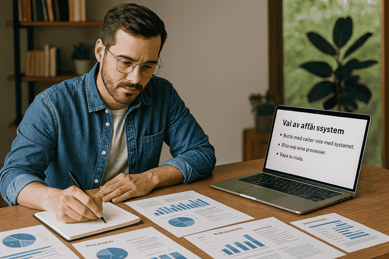 En småföretagare arbetar innan han valde Pyramid Business Studio